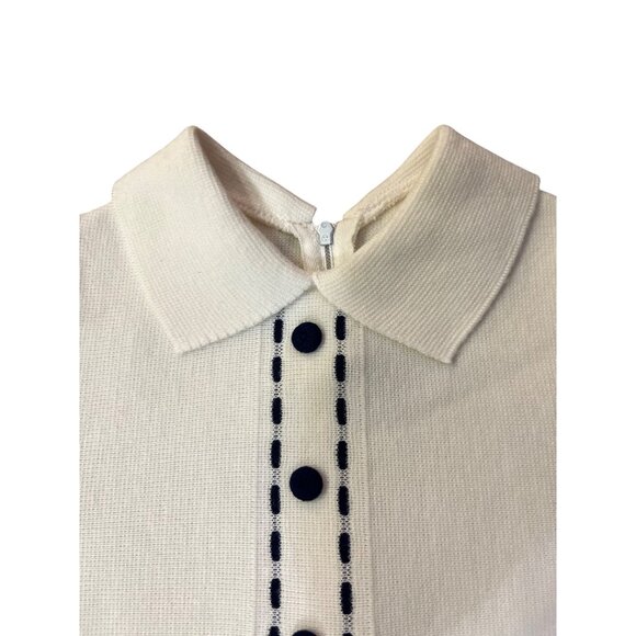 Vintage Knitis Simo Little Girls Knit Dress Size 4 Cream Blue Pleated Used - Picture 5 of 15